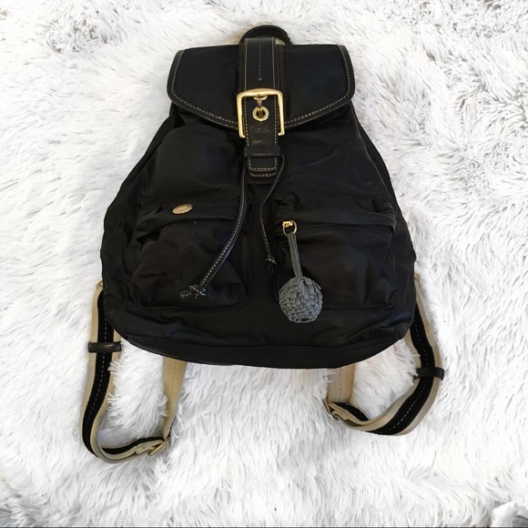Coach Handbags - Coach Black Canvas BackPack with Teal Lining